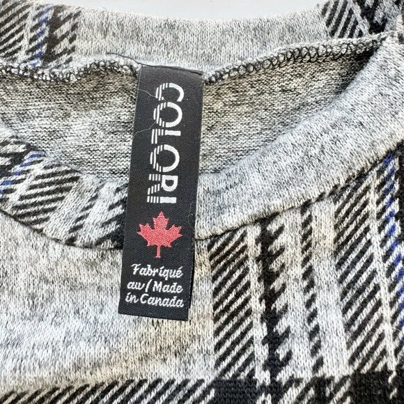 Colori Women’s Sweater Grey And Blue Plaid 3/4 Sleeves Size Small (27” Waist) - Picture 11 of 11
